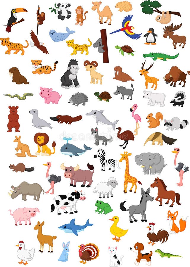 Grande insieme animale del fumetto royalty illustrazione gratis Grande insieme animale del fumetto royalty illustrazione gratis