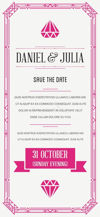 Grande invitation de style de qualité en Art Deco ou époque de Nouveau illustration stock Grande invitation de style de qualité en Art Deco ou époque de Nouveau illustration stock