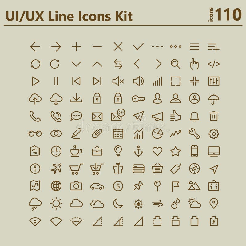 Grande ligne audacieuse kit d'UI et d'UX d'icônes illustration stock Grande ligne audacieuse kit d'UI et d'UX d'icônes illustration stock