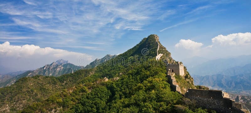 A view high in the mountains of the Great Wall of China. A view high in the mountains of the Great Wall of China