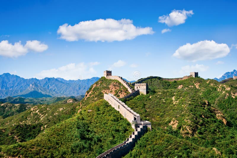 Grande Muralha de China no dia de verão, Jinshanling fotos de stock Grande Muralha de China no dia de verão, Jinshanling fotos de stock