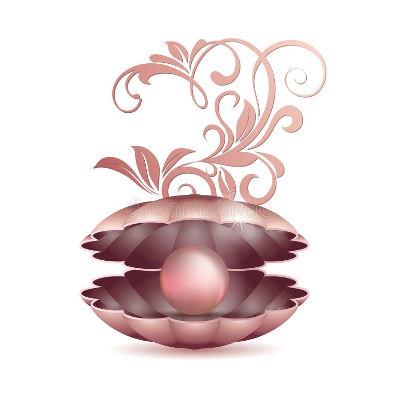 Grande perla della luce naturale con l'ornamento floreale nel lavandino illustrazione vettoriale