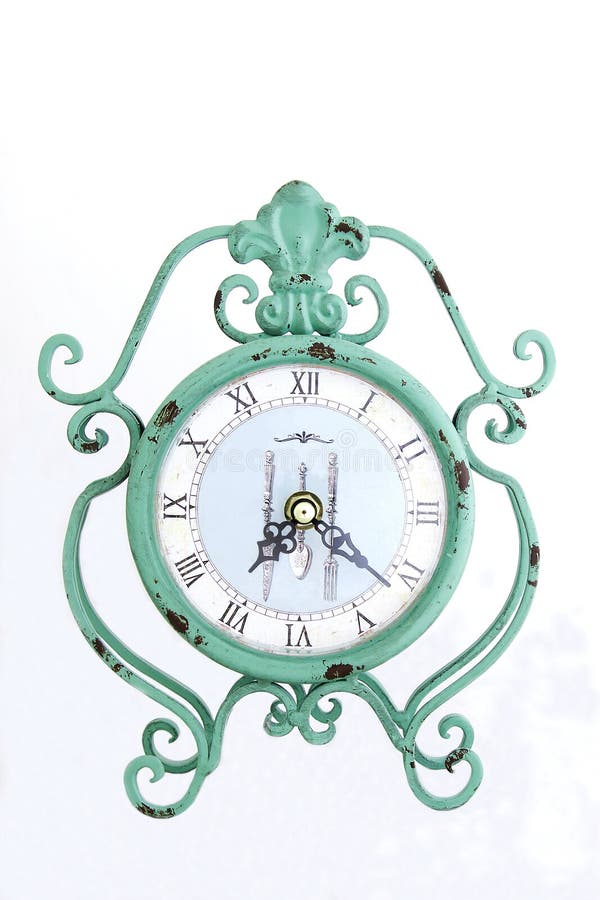 Grande retro orologio - sveglia verde immagine stock Grande retro orologio - sveglia verde immagine stock