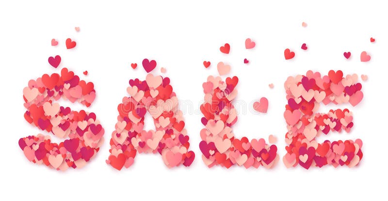 Grande segno di carta di VENDITA dei cuori rosa e rossi isolato su fondo bianco illustrazione di stock Grande segno di carta di VENDITA dei cuori rosa e rossi isolato su fondo bianco illustrazione di stock