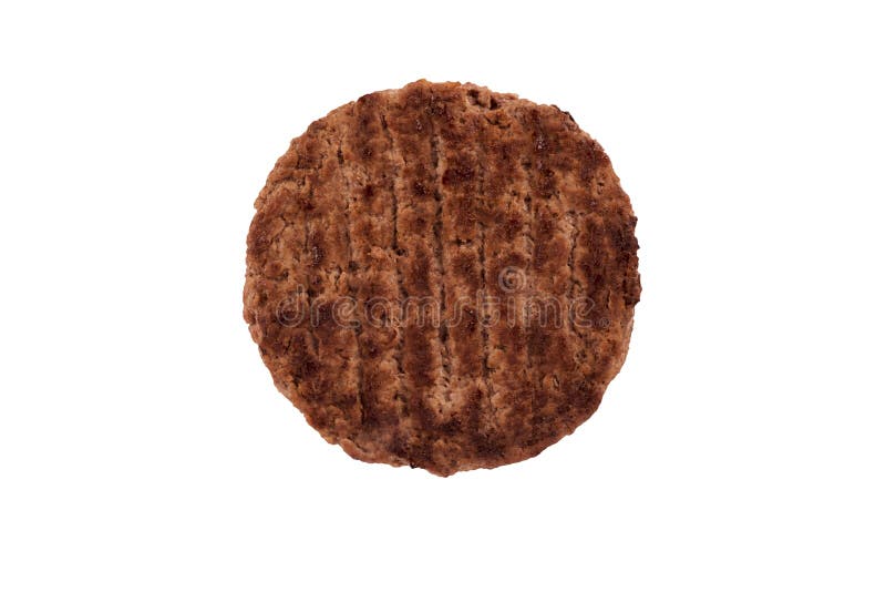 Grande tortino arrostito succoso dell'hamburger, isolato su fondo bianco fotografie stock libere da diritti Grande tortino arrostito succoso dell'hamburger, isolato su fondo bianco fotografie stock libere da diritti