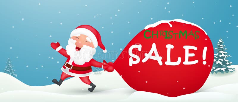 Grande vendita di Natale con il Babbo Natale illustrazione vettoriale Grande vendita di Natale con il Babbo Natale illustrazione vettoriale