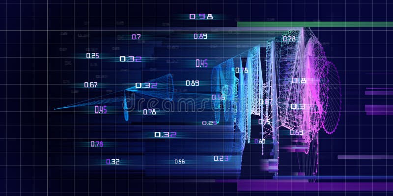 Grandes datos Concepto abstracto futurista de análisis de algoritmos Cadena de bloqueo Criptografía virtual cuántica Visualizació foto de archivo