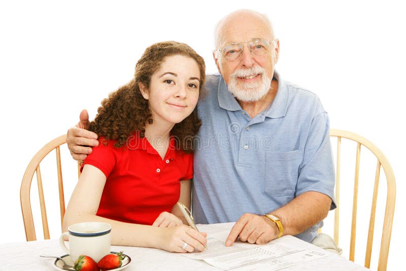 Grandpa And Teen Granddaughter