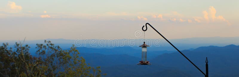 Blue Ridge Mountains with a hummingbird feeder