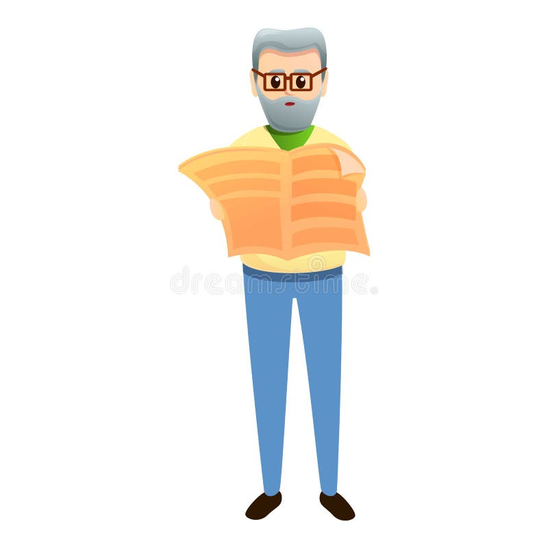 Grandfather Read Newspaper Icon, Cartoon Style Stock Vector - Illustration  of home, male: 185453236