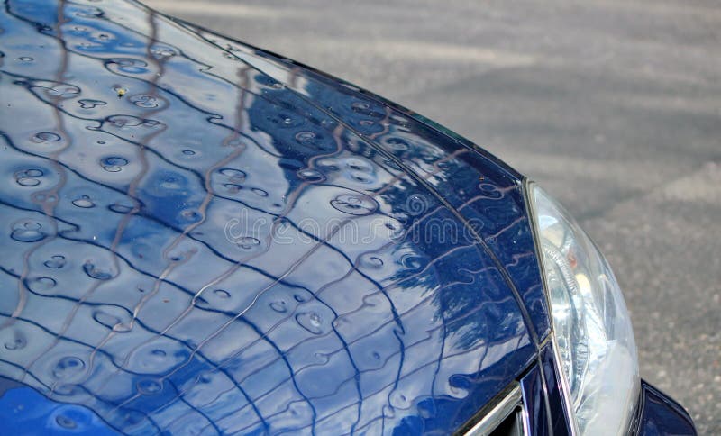 Close up on damaged car because of hail. Close up on damaged car because of hail