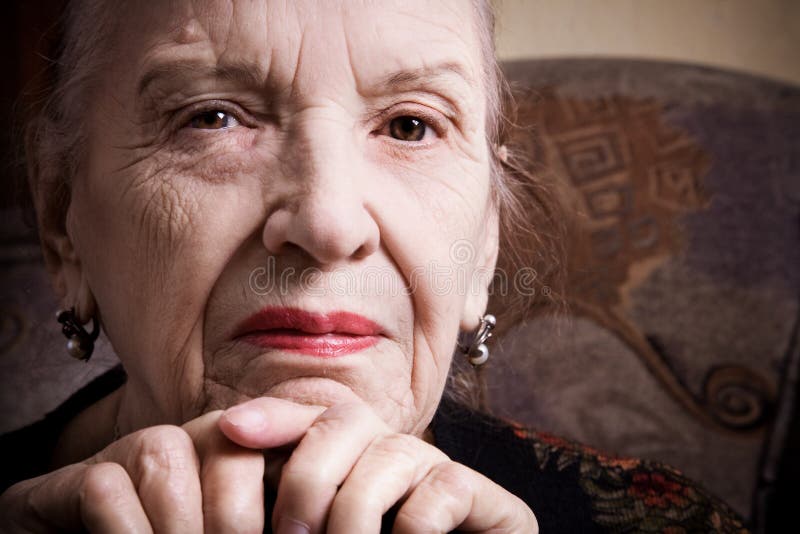 Old Grandma in Red Headscarf with Piercing Look Stock Image Image of aging, looking 14426597