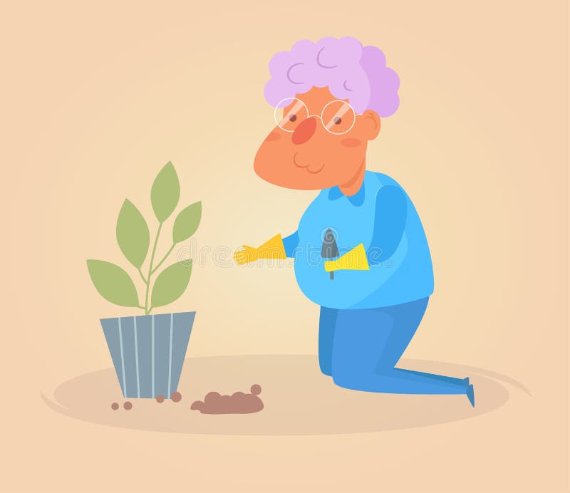 Senior Lady Gardening stock vector. Illustration of cheerful - 27666129