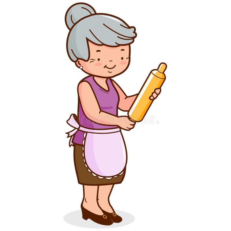 Download Grandma Holding A Rolling Pin And Cooking Stock Vector ...