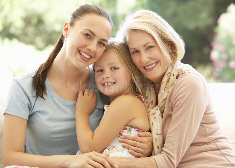 Grandmother With Daughter And Granddaughter Laughing Together On Sofa Sexiezpix Web Porn 