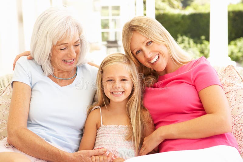 Grandmother Daughter And Granddaughter Relaxing Stock Images Image