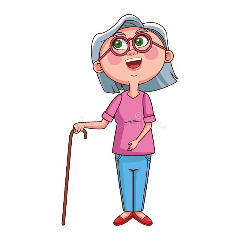 Grandmother Elder Person Cane Stock Vector - Illustration of cane ...