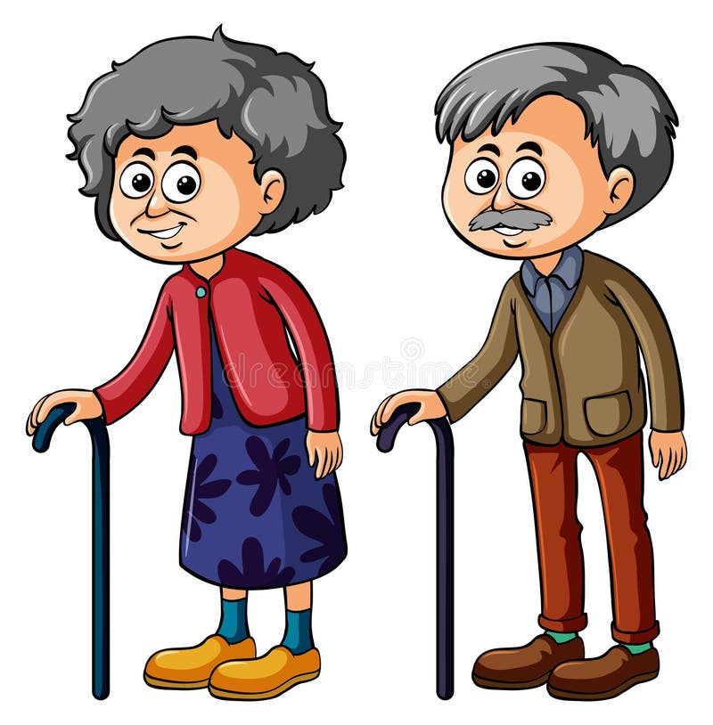 Old Lady With Cane Cartoon