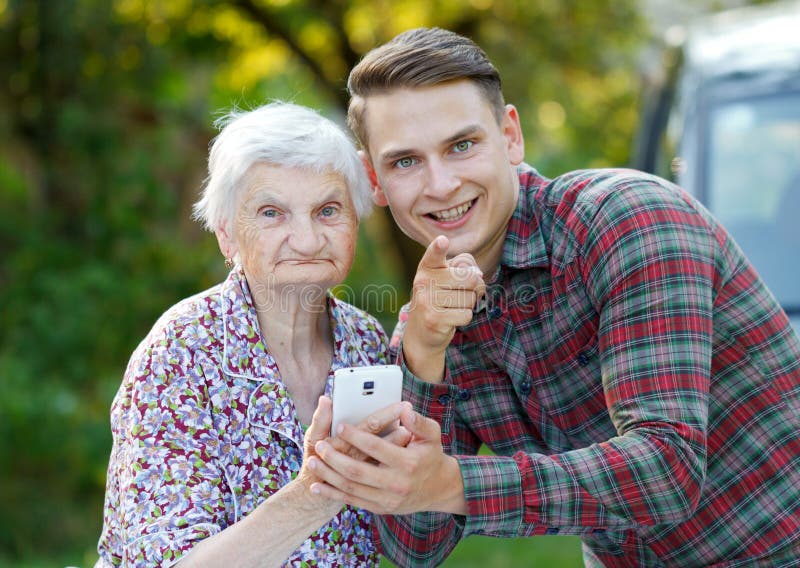 Grandmother and grandson.