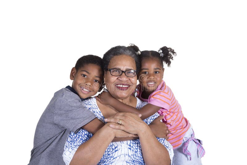 A grandmother and her grandchildren