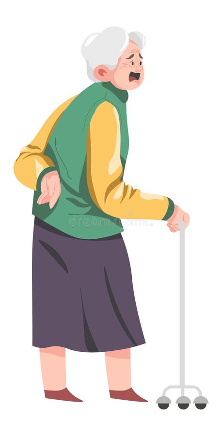 Grandmother Strolling with Walking Stick Vector Stock Vector ...