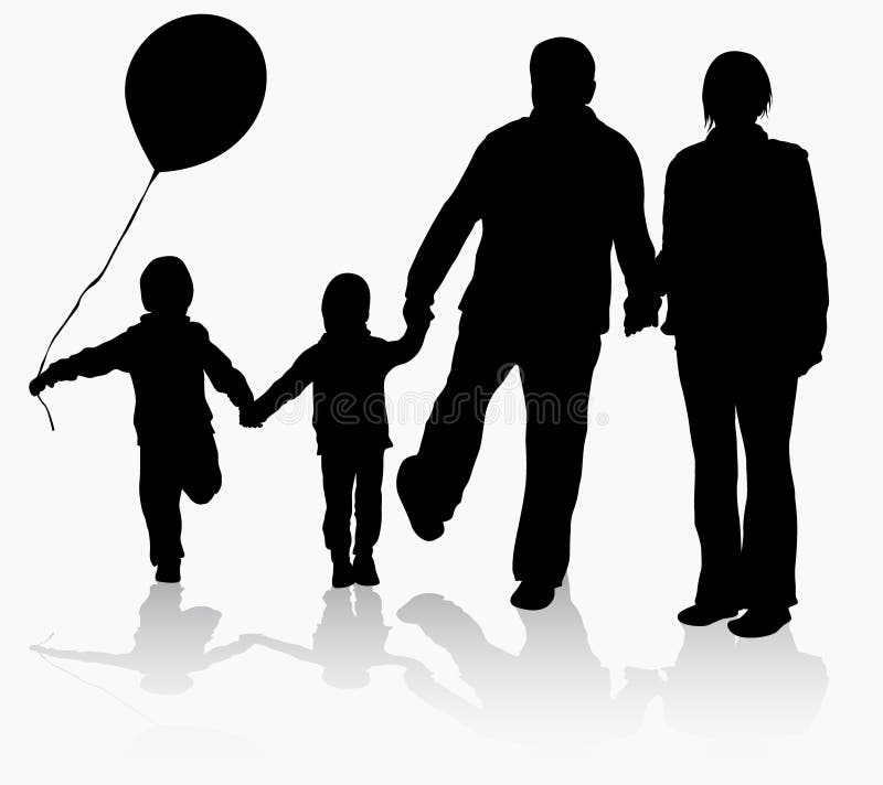 Download Grandparents With Grandchildren Silhouettes Stock Vector ...