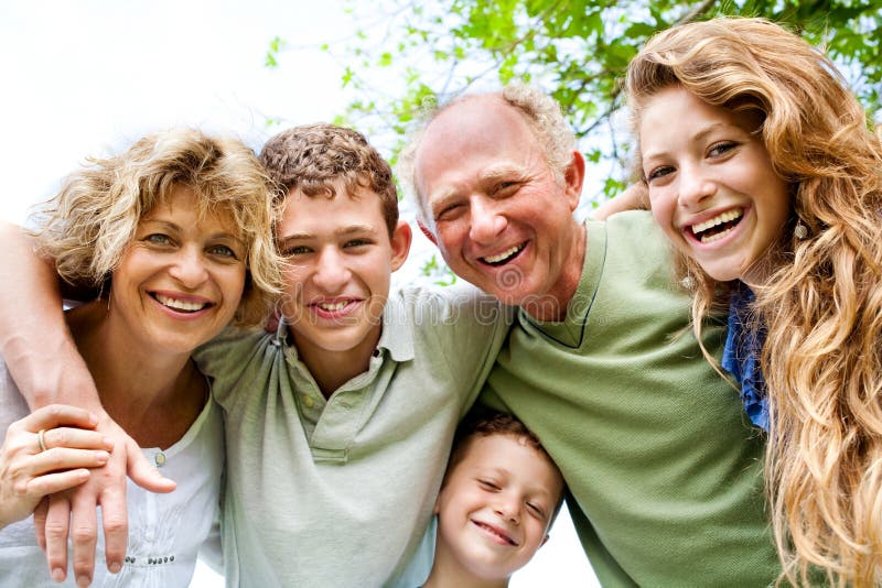 Grandparents having good time with grandchildren