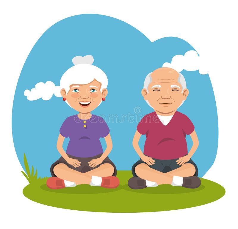 Grandparents with Sport Clothes Stock Illustration - Illustration of ...