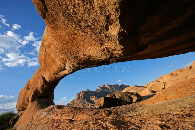 Granite arch, Spitzkoppe, Namibia stock photography