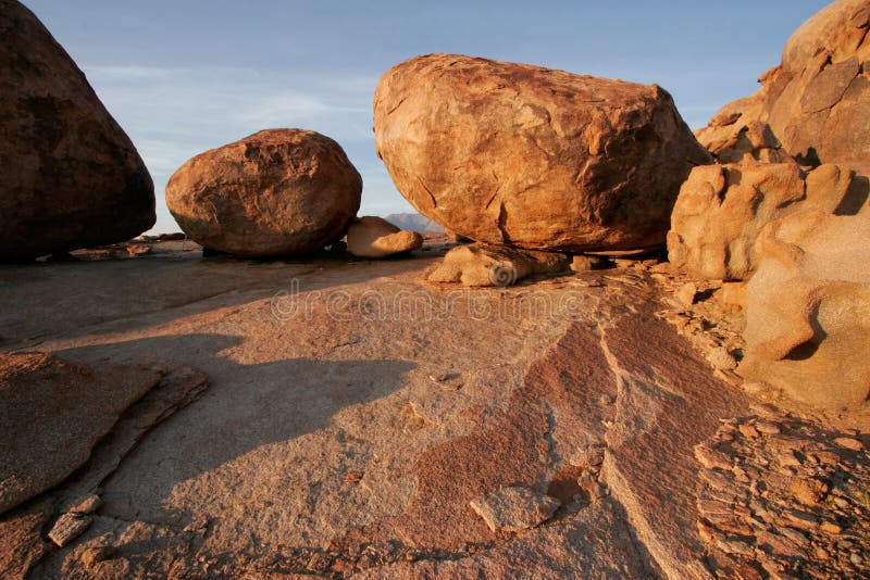 Granite boulders, Brandberg mountain, Namibia stock images