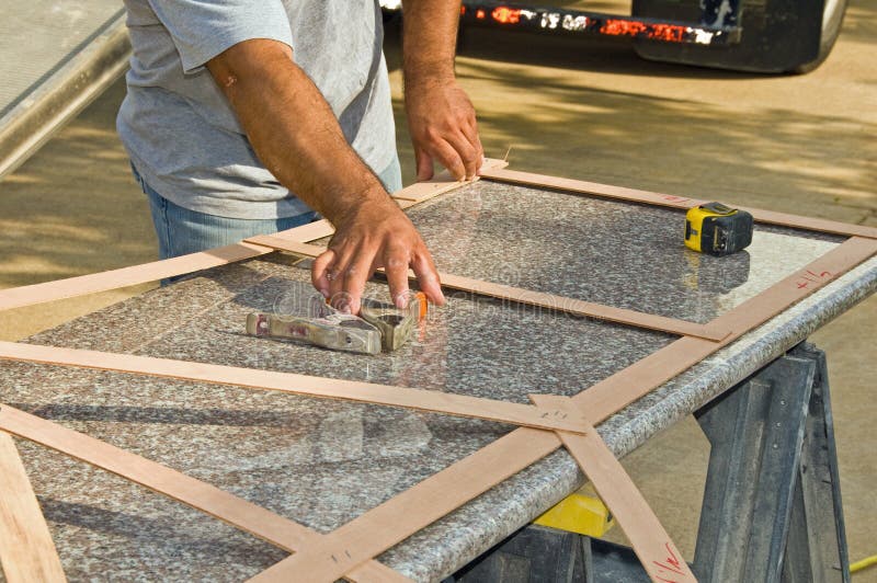 Cutting Granite Countertops Stock Photo Image Of Working Work