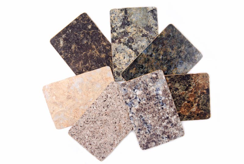 Granite kitchen worktop samples isolated