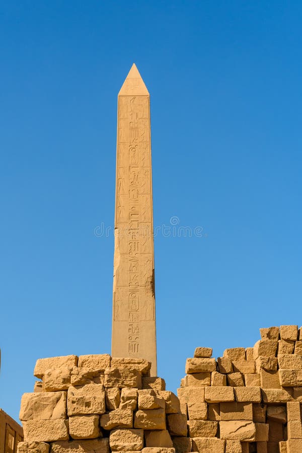 Granite Obelisk in Luxor Temple. Luxor, Egypt Stock Image - Image