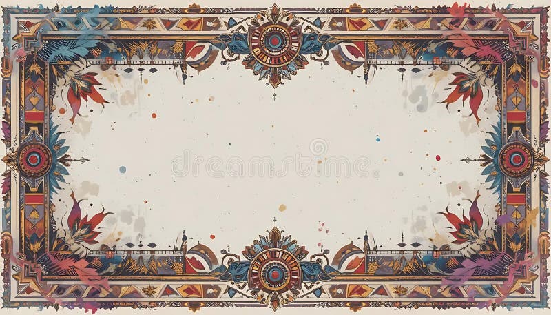 Granița ornamentală cu detalii florale și geometrice creează un cadru artistic royalty free illustration