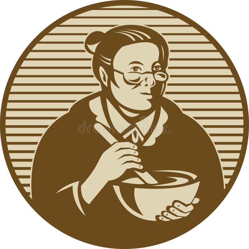 Download Granny cooking mixing bowl stock illustration. Image of ...