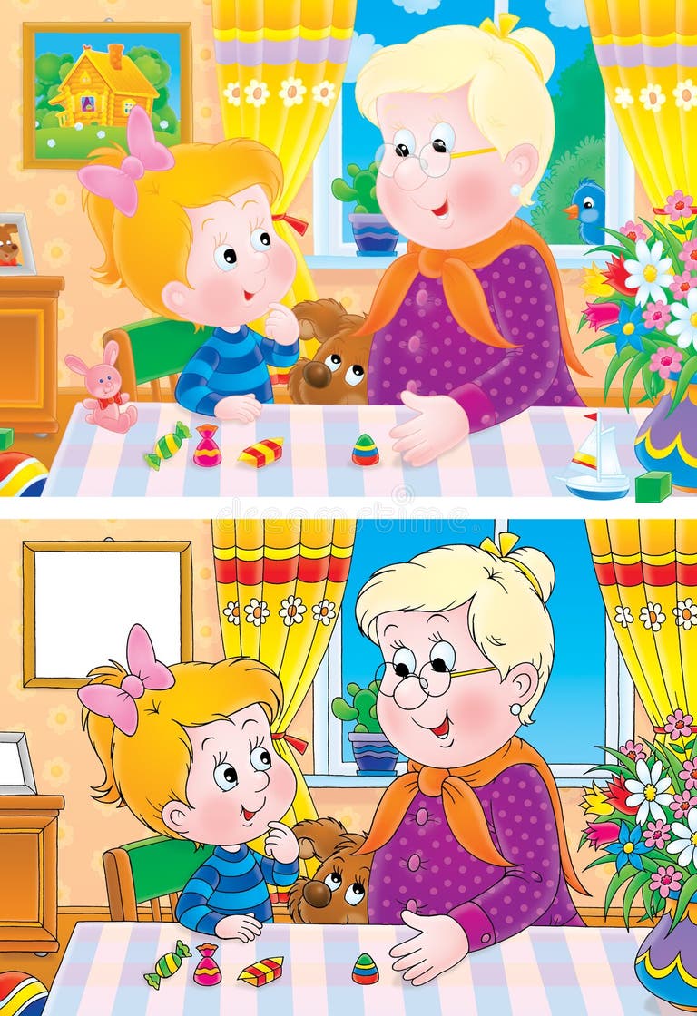 Grandma Granddaughter Drawing Stock Illustrations 244 Grandma