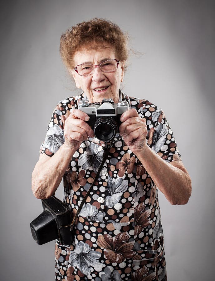 Granny Photographer Make Selfie Stock Image Image Of Granny Human