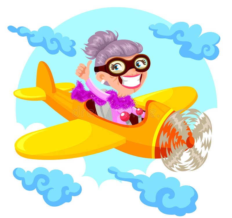 Granny pilot stock vector. Illustration of granny, golden - 68963642