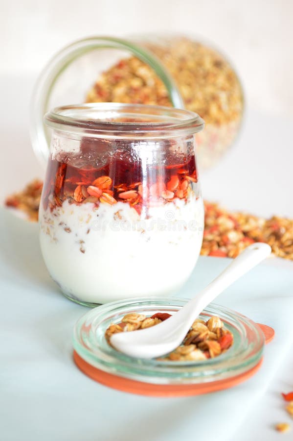 Granola for Breakfast. Healthy Food and Diet. Stock Image Image of glass, fruit 43546195