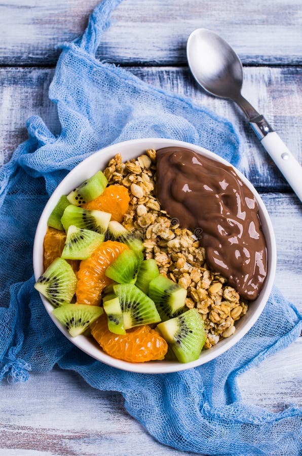 Granola with Chocolate Yogurt Stock Photo Image of oats, homemade
