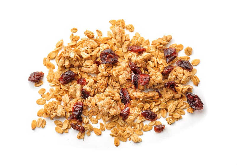 Granola with Dried Fruits on White Background Stock Photo Image of