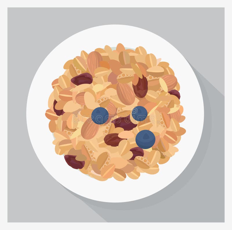 Granola on a plate. stock illustration Granola on a plate. stock illustration