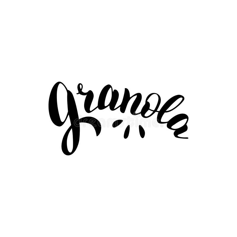 Organic Granola Typography Logo Design. Trendy Lettering Style Text