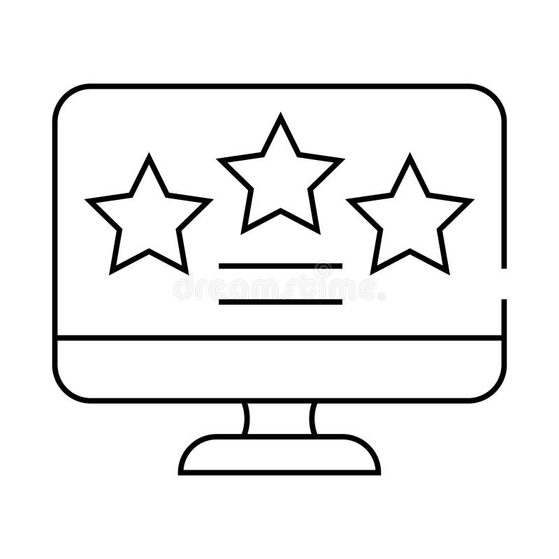 Granska stjärnor på datorns rasterlinjeikonvektor stock illustrationer