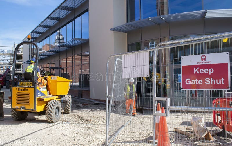 Grantham,United Kingdom- 23 May 2019. Working personnel onsite on Grantham the new cinema.