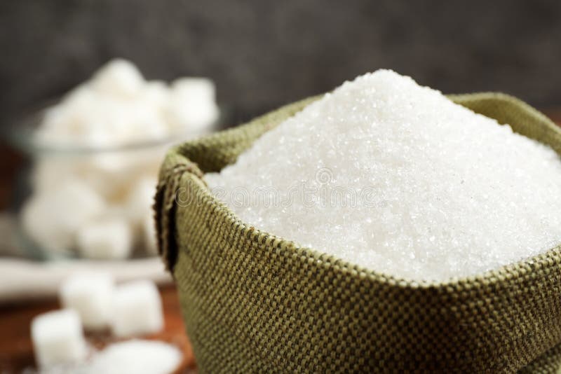 Sugar in sackcloth bag stock photo. Image of pile, carbohydrates