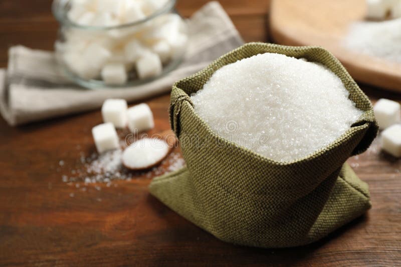 Sugar in sackcloth bag stock photo. Image of pile, carbohydrates