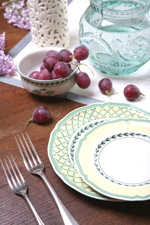 Grape and Ceramic Dishes stock photo. Image of color, fruits 2981516