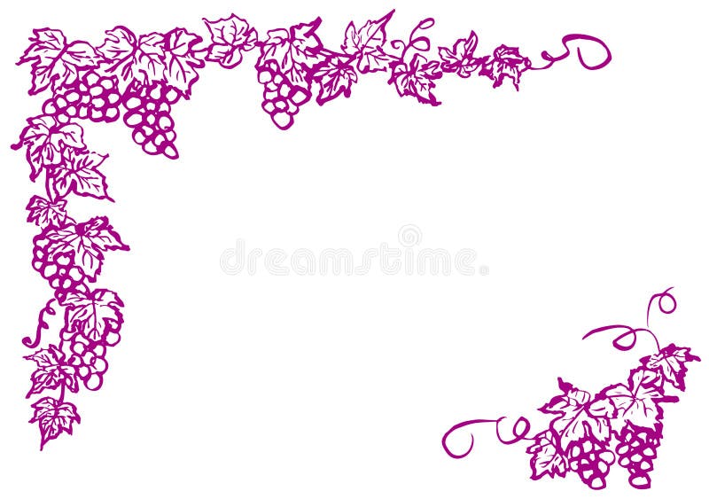 Grape frame. hand drawn illustration.
