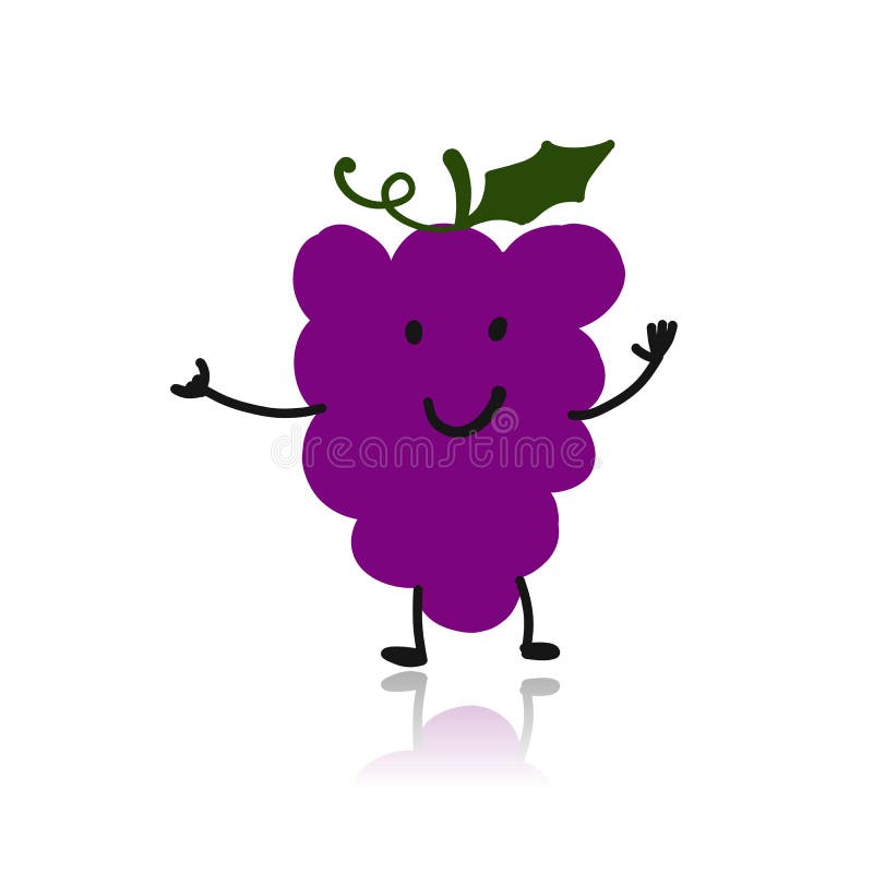 Grape, Funny Character for Your Design Stock Vector - Illustration of ...